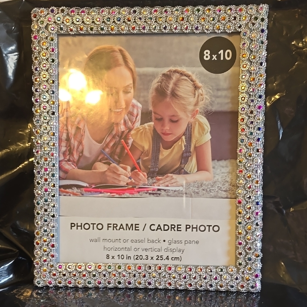 Silver Beaded Photo Frame 11x9 Inches New Handmade